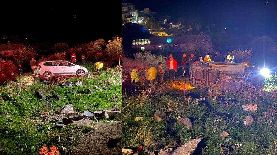 Şarampole devrilen otomobildeki 2 kişi yaralandı