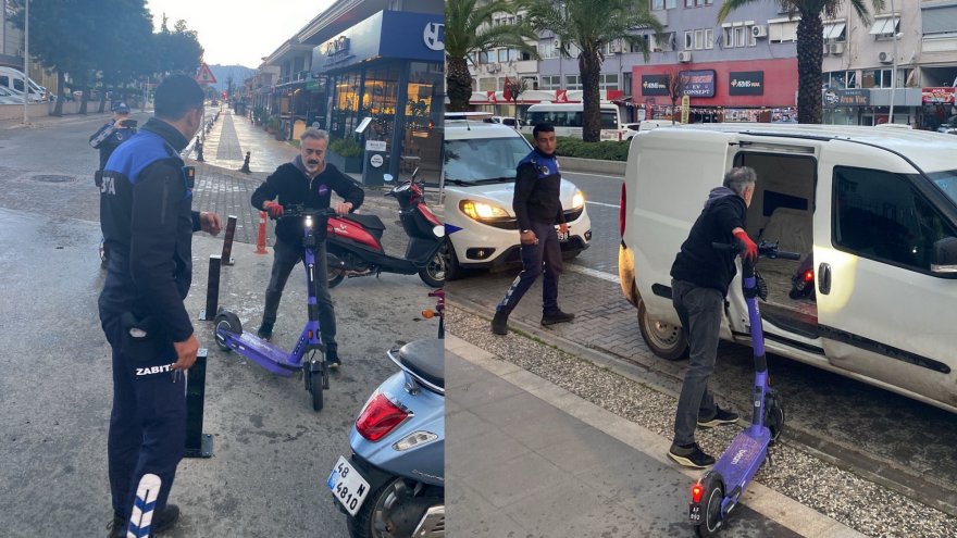 UYGUNSUZ PARK EDİLEN SKUTERLER TOPLATILDI