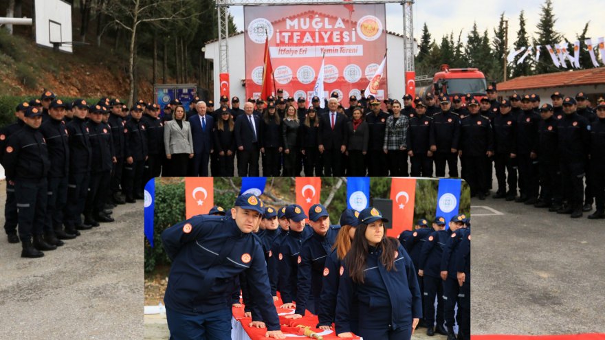 68 itfaiye eri bayrağa el basıp yemin etti