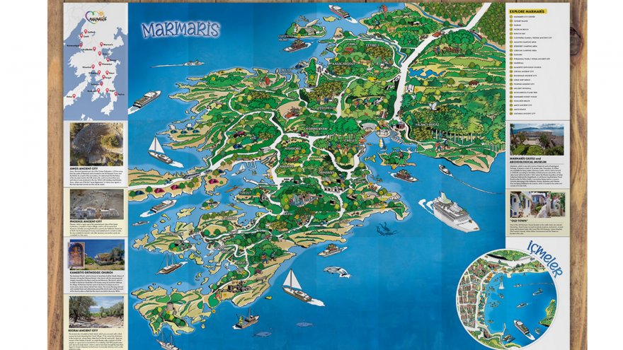 Marmaris'in illüstratif turistik haritası çıkarıldı