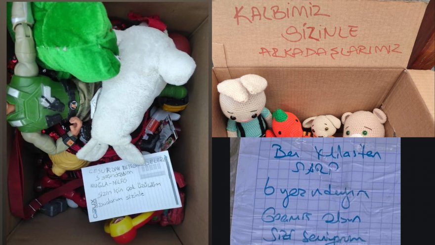 MİLAS’TA YARDIM KOLİLERİNDEN ÇIKAN NOTLAR DUYGULANDIRDI