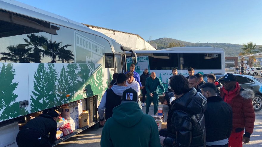 Bodrumsporlu futbolcular ve teknik heyetten deprem bölgesine yardım 