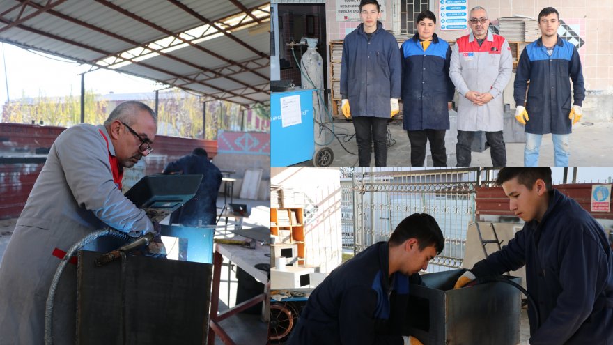 Lise öğretmen ve öğrencileri depremzedeler için soba üretiyor