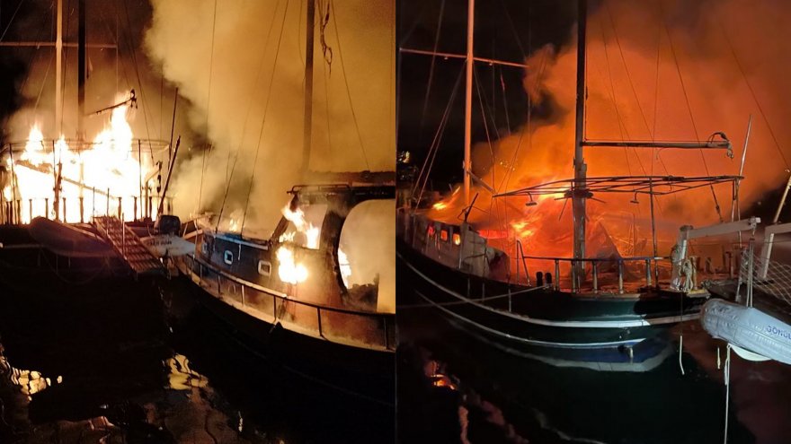 BİTEZ LİMANINDA YANGIN: 4 TEKNE ZARAR GÖRDÜ