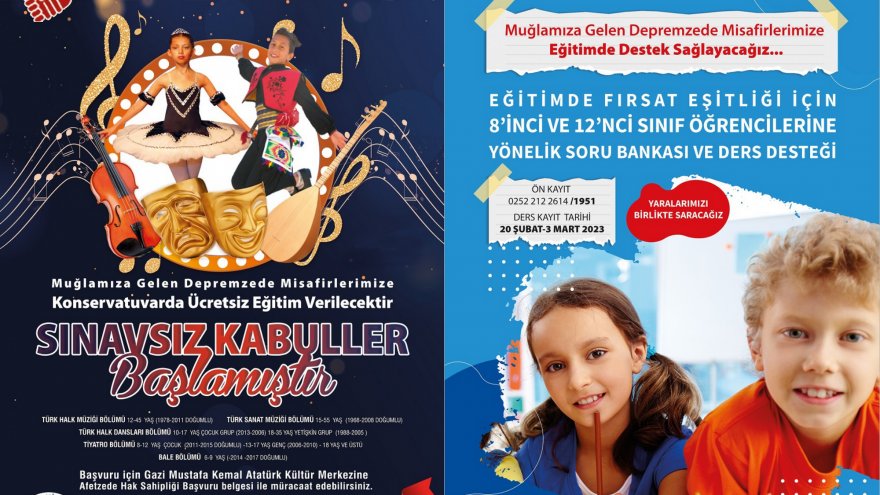 Muğla’da depremzedeler için eğitim ve sanat desteği