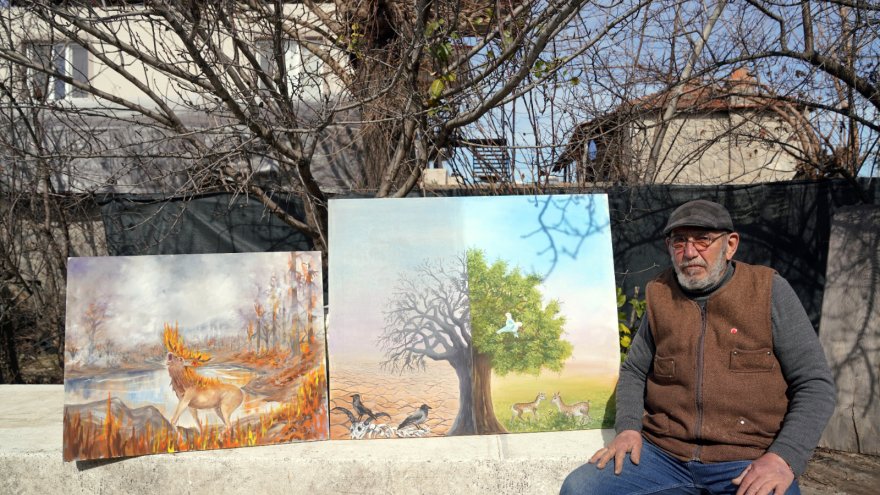 Muğla'da ressam Başarır, satışa sunulan eserlerinin gelirini afetzedelere bağışlayacak