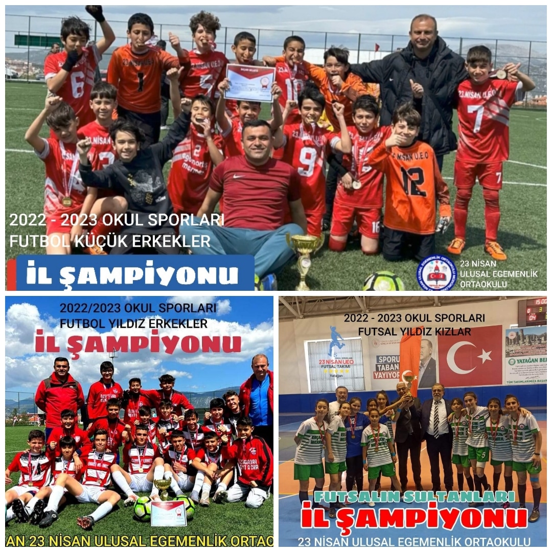 YATAĞAN 23 NİSAN ORTAOKULUNA 3 ŞAMPİYONLUK 3 KUPA