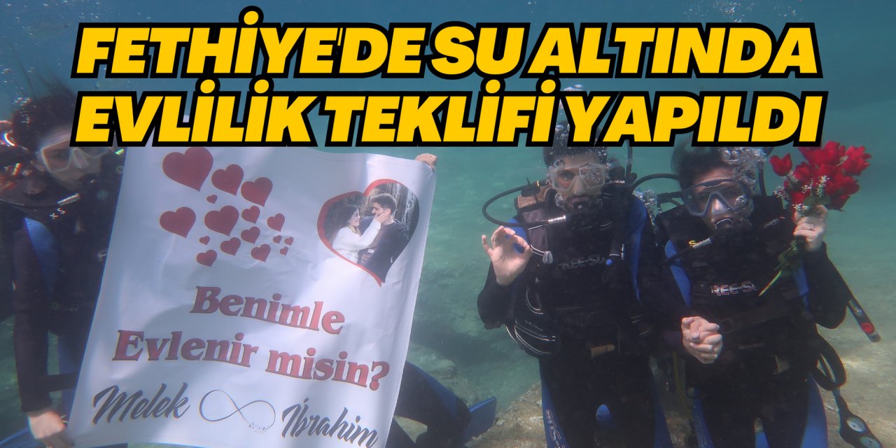 Fethiye'de su altında evlilik teklifi yapıldı