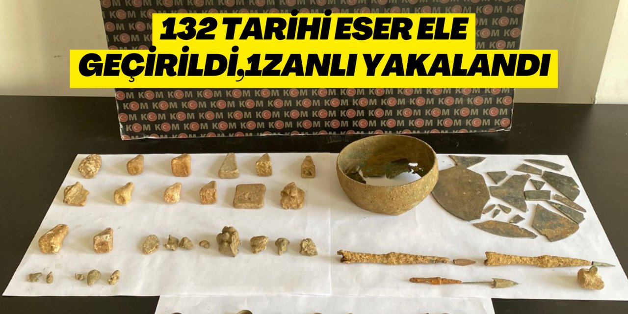 132 tarihi eser ele geçirildi, 1 zanlı yakalandı