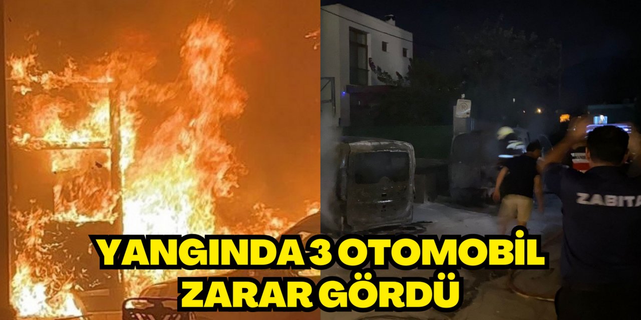 Yangında 3 otomobil zarar gördü