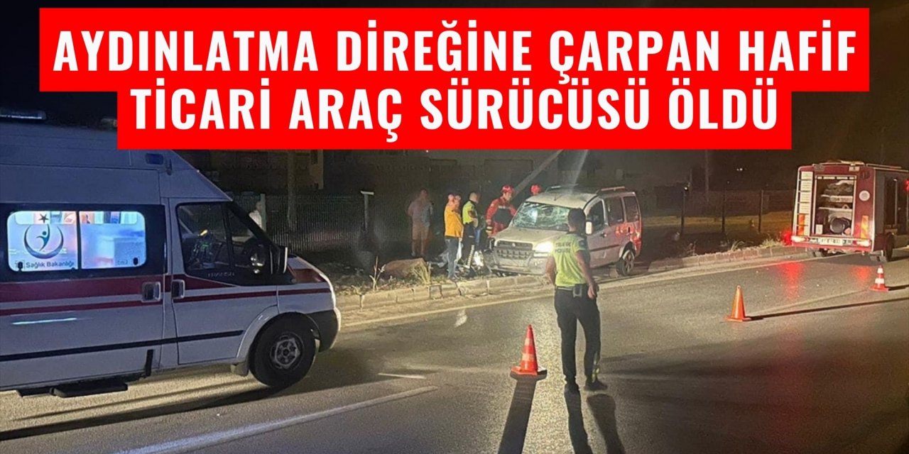 Aydınlatma direğine çarpan hafif ticari araç sürücüsü öldü