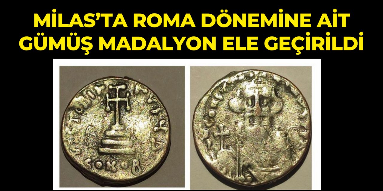 Milas’ta Roma dönemine ait gümüş madalyon ele geçirildi