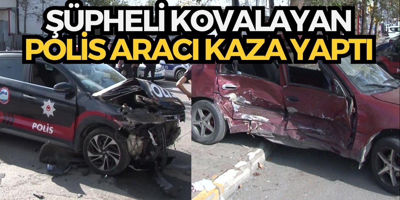 Şüpheli kovalayan polis aracı kaza yaptı