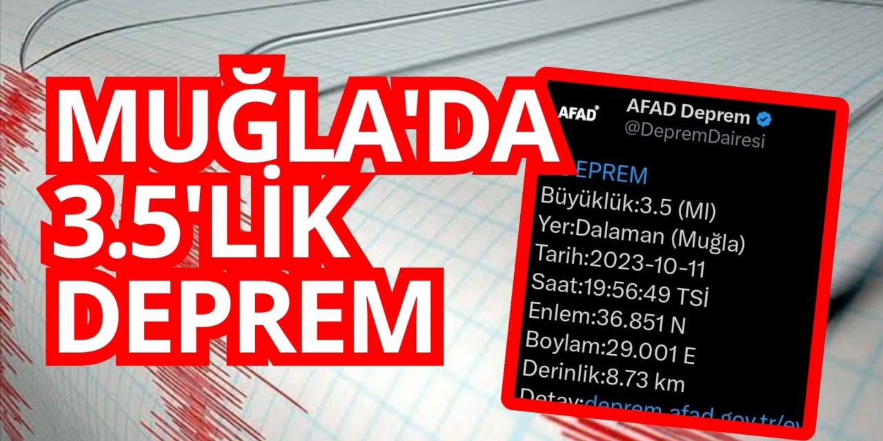 Muğla'da 3.5 büyüklüğünde deprem
