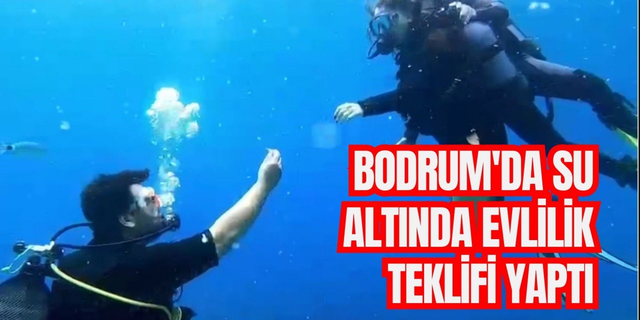 Bodrum'da su altında evlilik teklifi yaptı