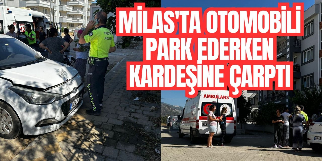 Milas'ta otomobili park ederken kardeşine çarptı