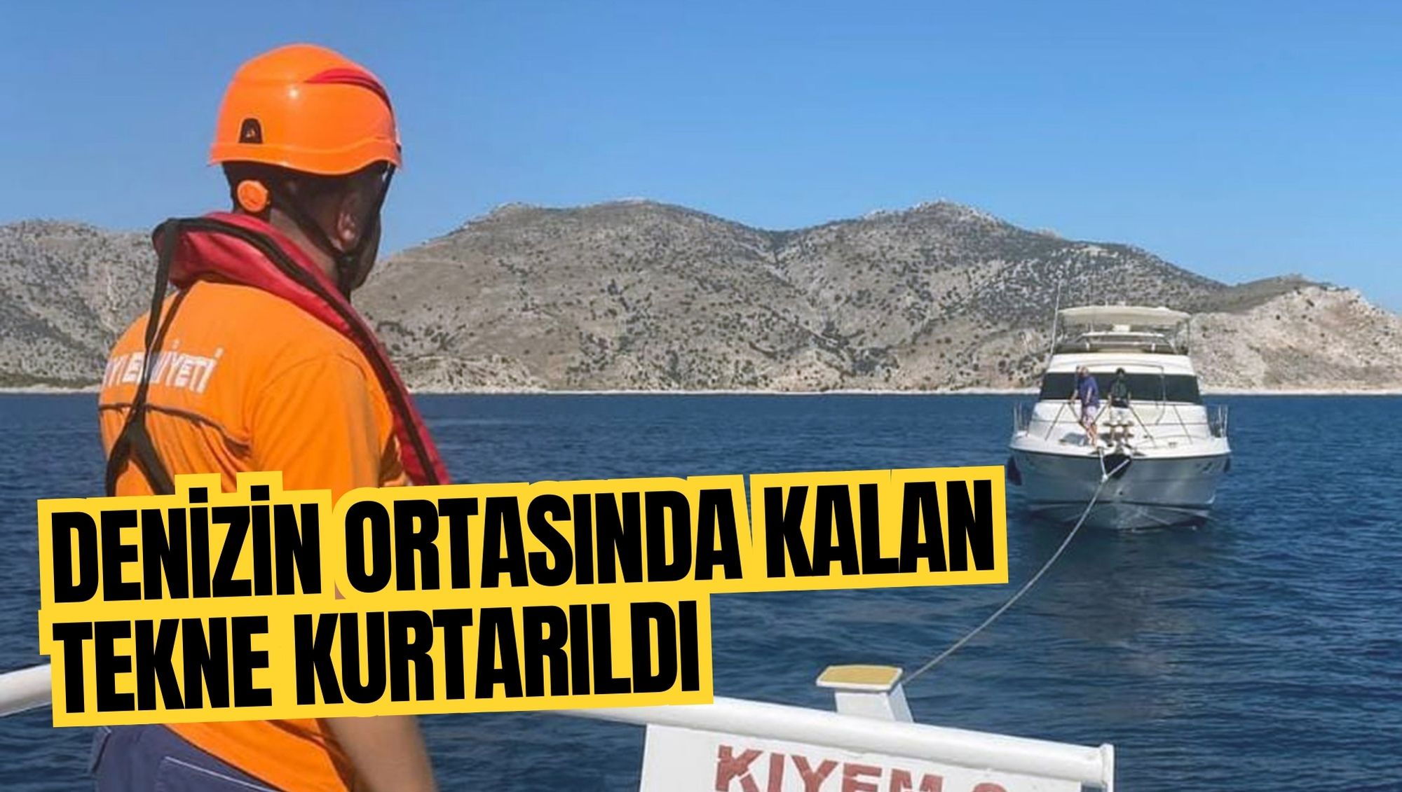 Denizin ortasında kalan tekne kurtarıldı