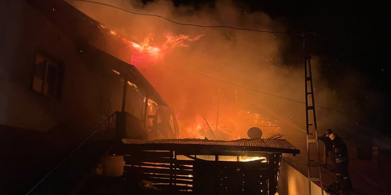 Ahırda başlayan yangın evlere sıçradı