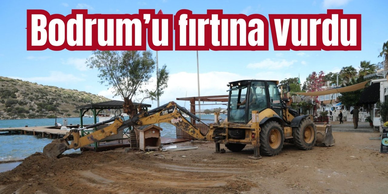 Bodrum’u fırtına vurdu, Başkan Aras etkilenen iş yerlerini ziyaret etti