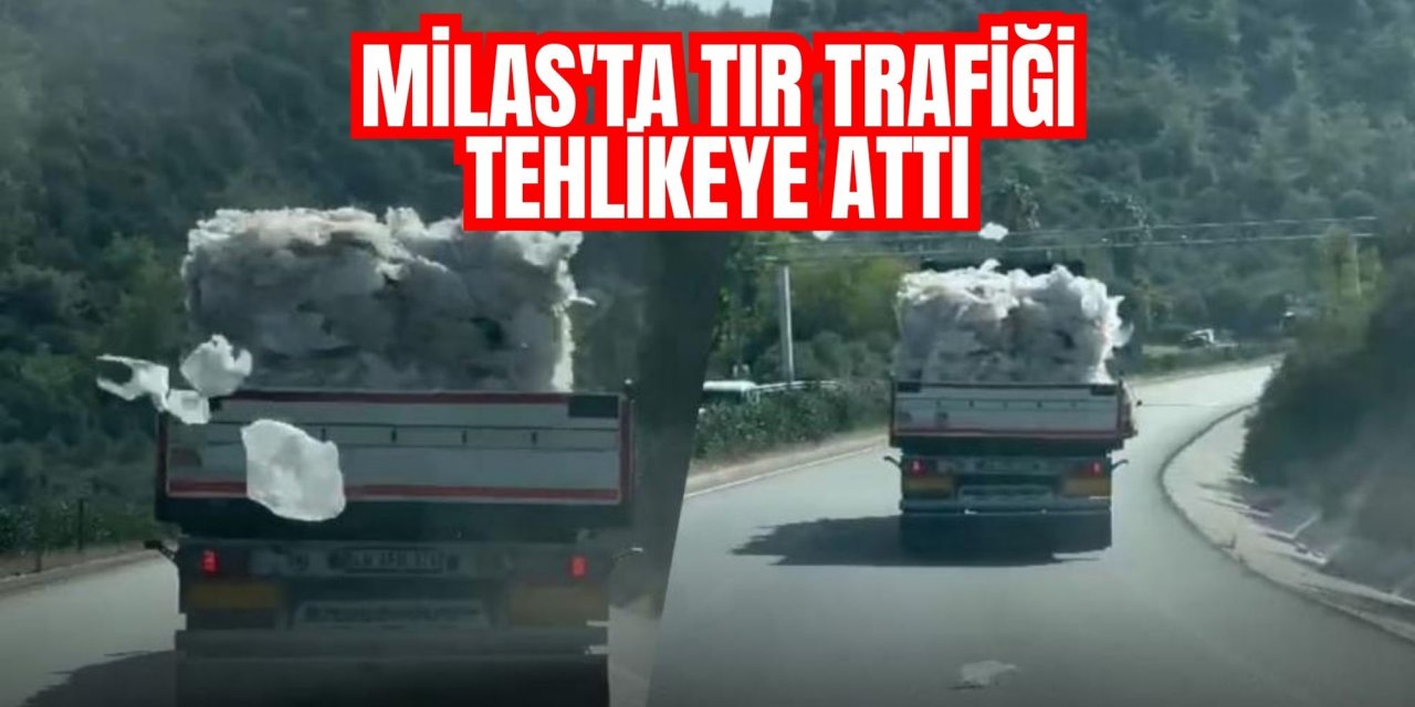 Milas'ta tır trafiği tehlikeye attı
