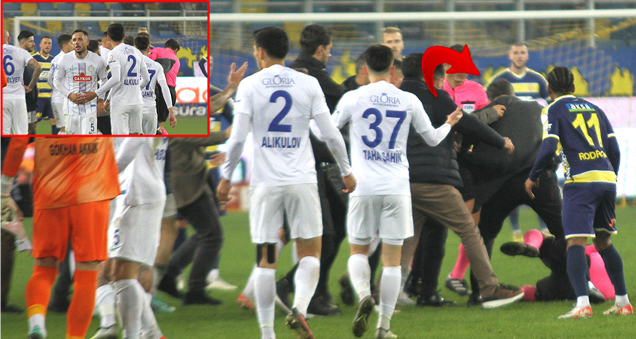 Hakem Halil Umut Meler’e saha içerisinde yumruk atıldı