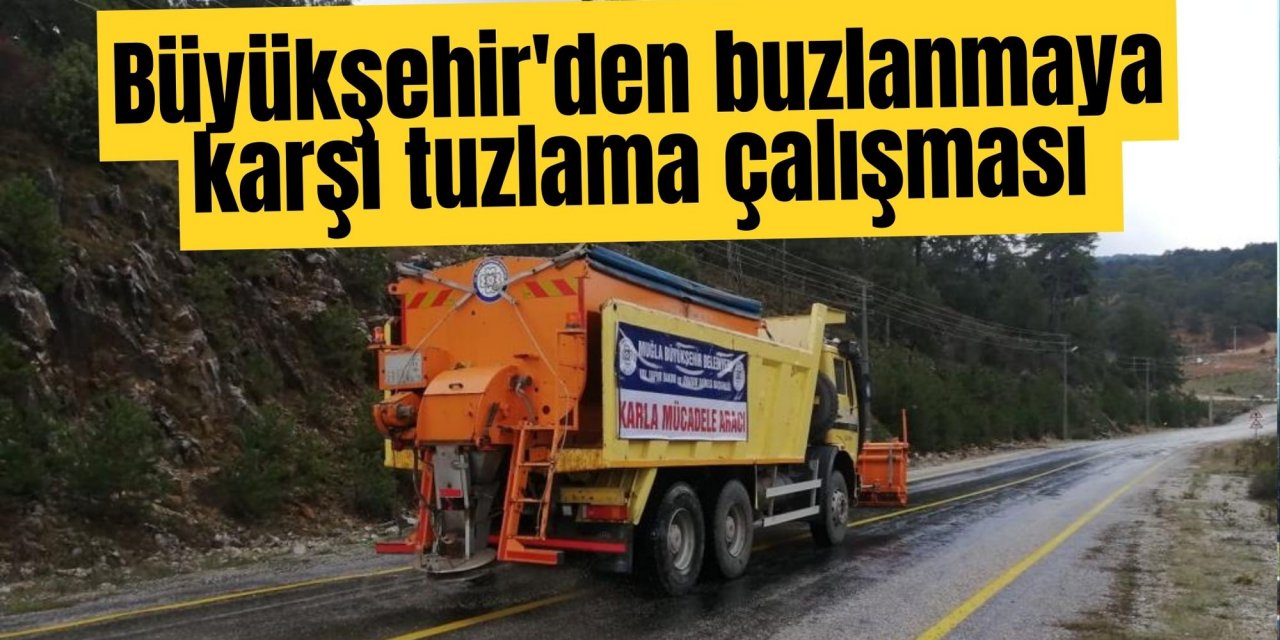 Büyükşehir'den buzlanmaya karşı tuzlama çalışması