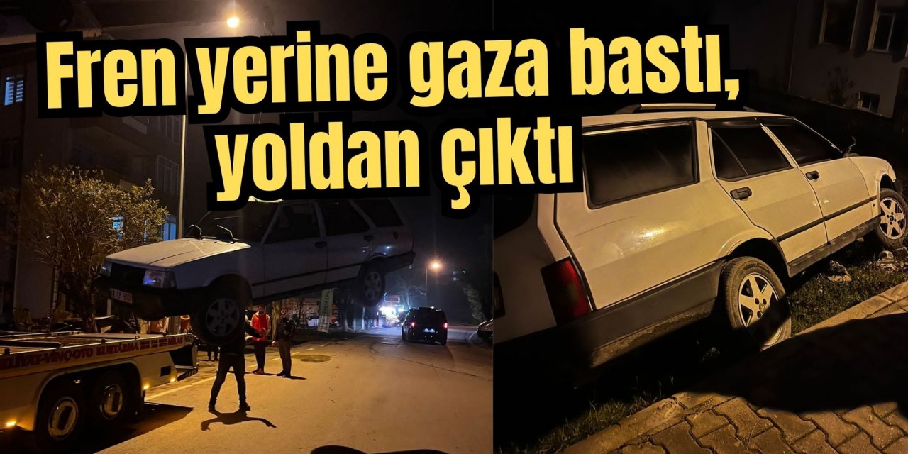 Fren yerine gaza bastı, yoldan çıktı