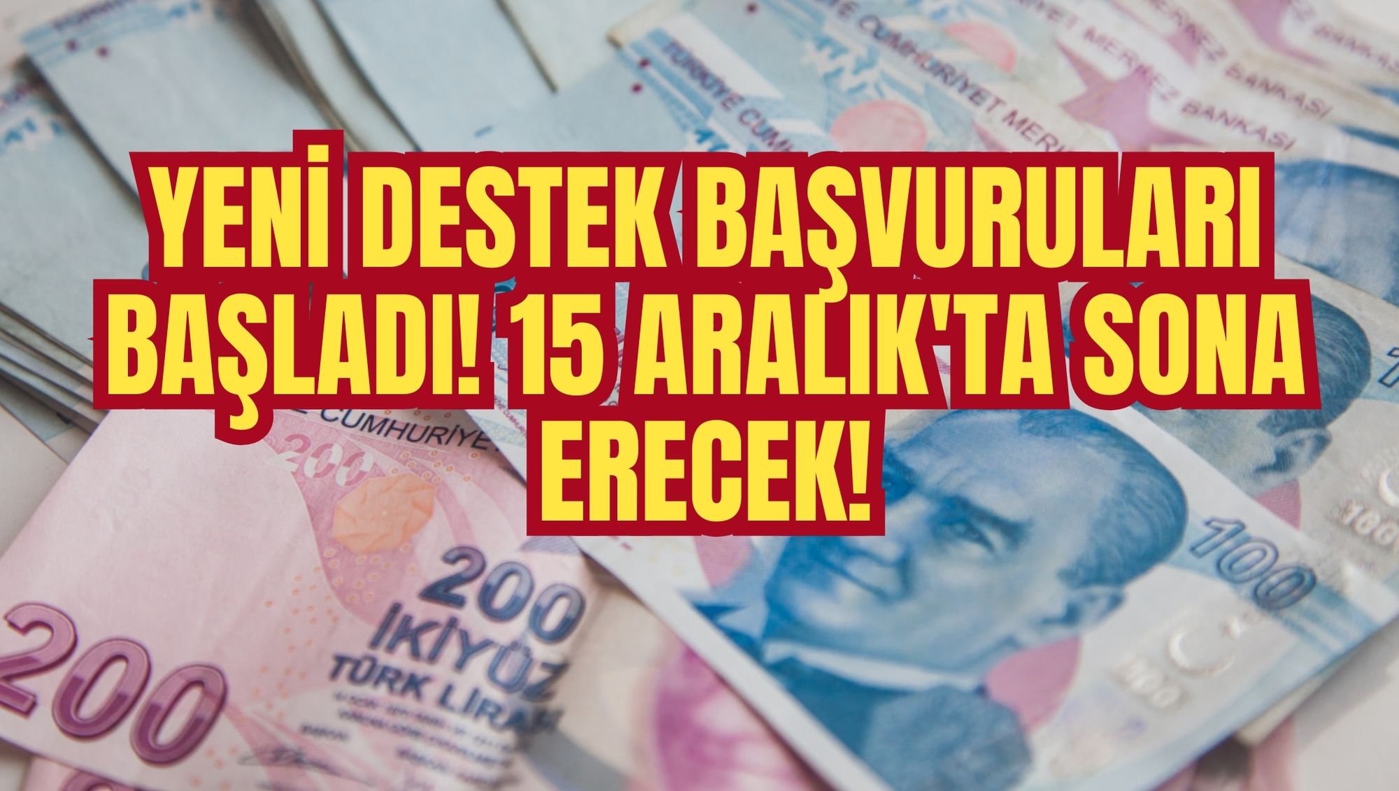 YENİ DESTEK BAŞVURULARI BAŞLADI! 15 ARALIK'TA SONA ERECEK!