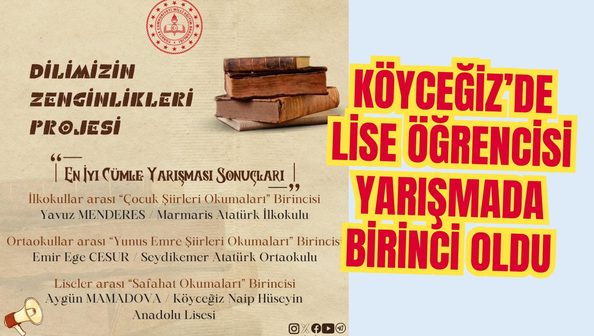 Köyceğiz’de  lise öğrencisi yarışmada birinci oldu