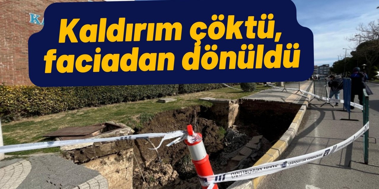 Kaldırım çöktü, faciadan dönüldü