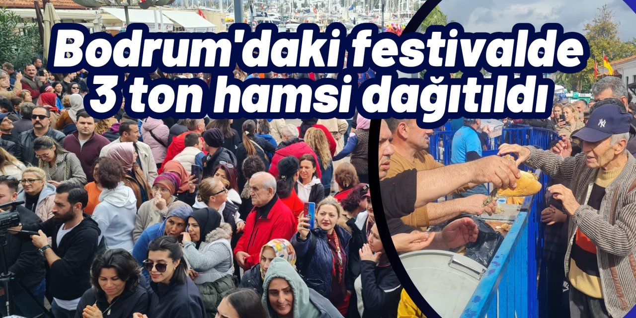 Bodrum'daki festivalde 3 ton hamsi dağıtıldı