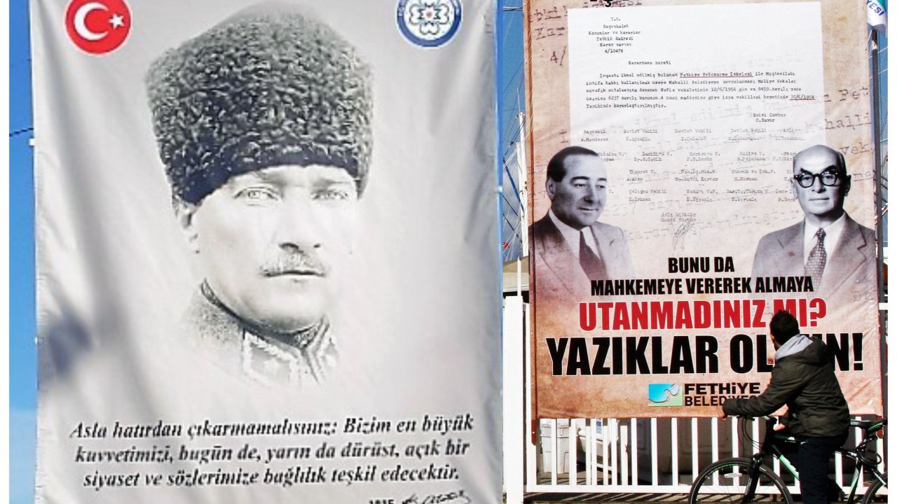 İSKELEYE DEV ATATÜRK POSTERİ