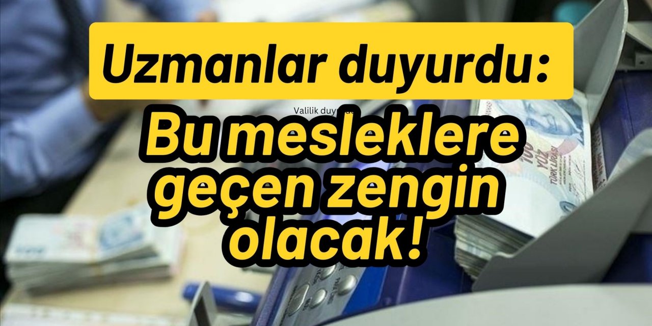Uzmanlar duyurdu: Bu mesleklere geçen zengin olacak!