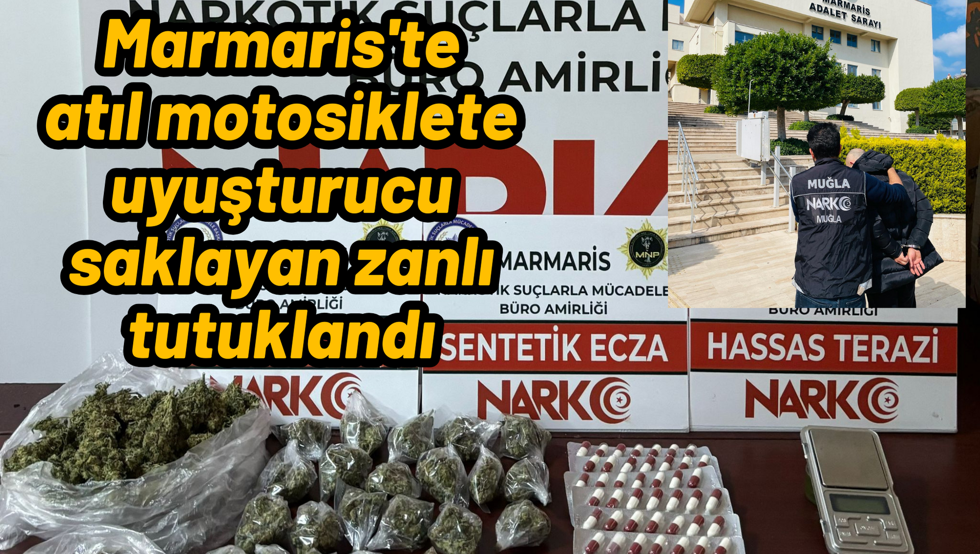 Marmaris'te atıl motosiklete uyuşturucu saklayan zanlı tutuklandı