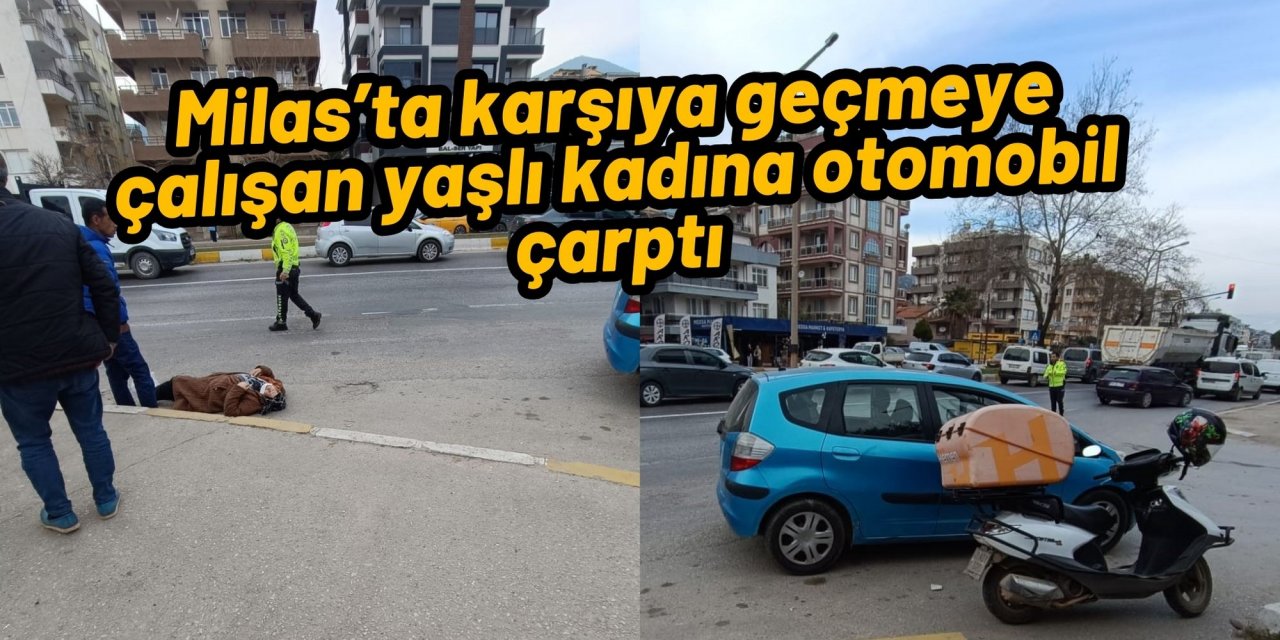 Milas’ta karşıya geçmeye çalışan yaşlı kadına otomobil çarptı