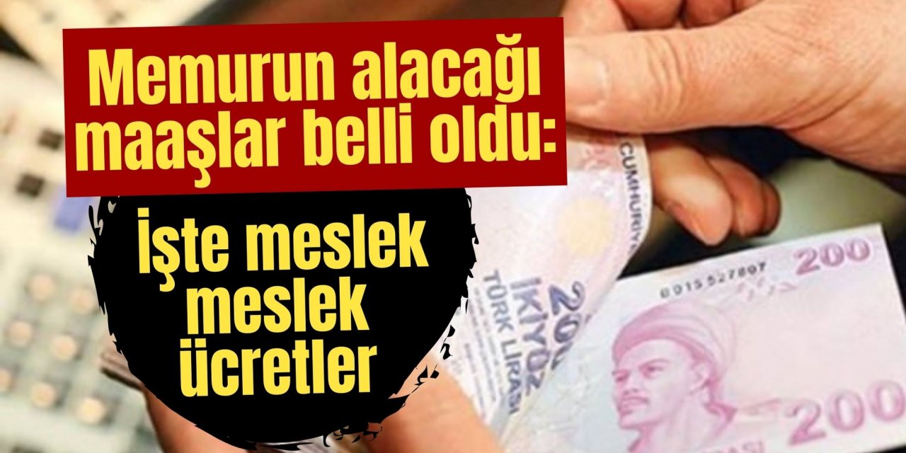 Memurun alacağı maaşlar belli oldu: İşte meslek meslek ücretler