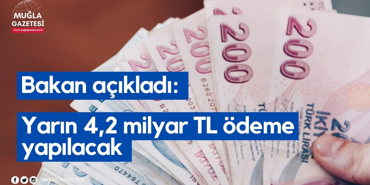 Bakan açıkladı: Yarın 4,2 milyar TL ödeme yapılacak
