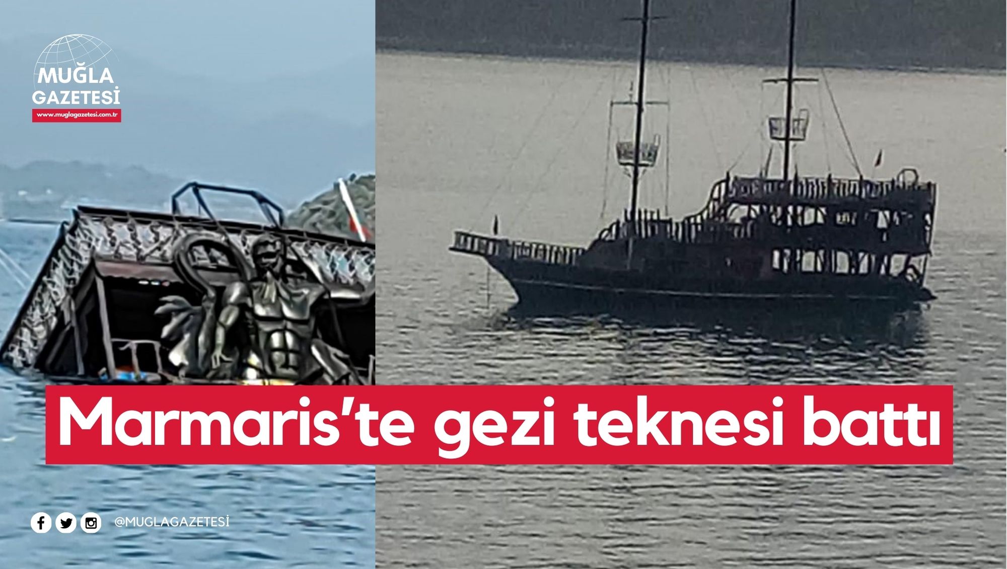 Marmaris’te gezi teknesi battı
