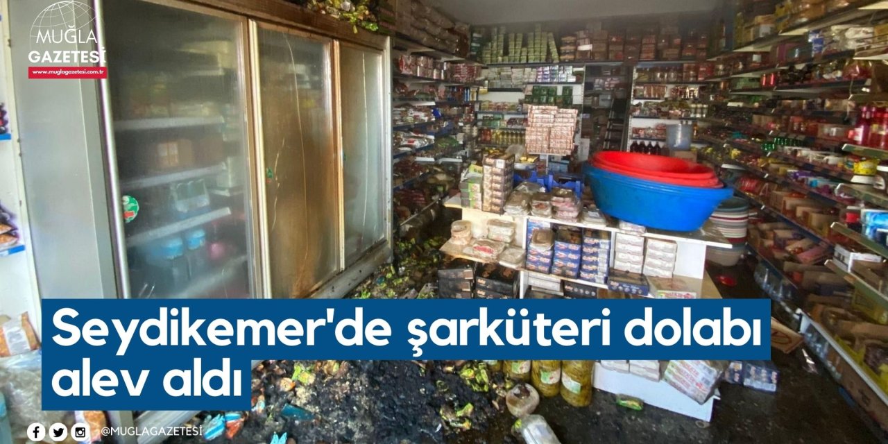 Seydikemer'de şarküteri dolabı alev aldı