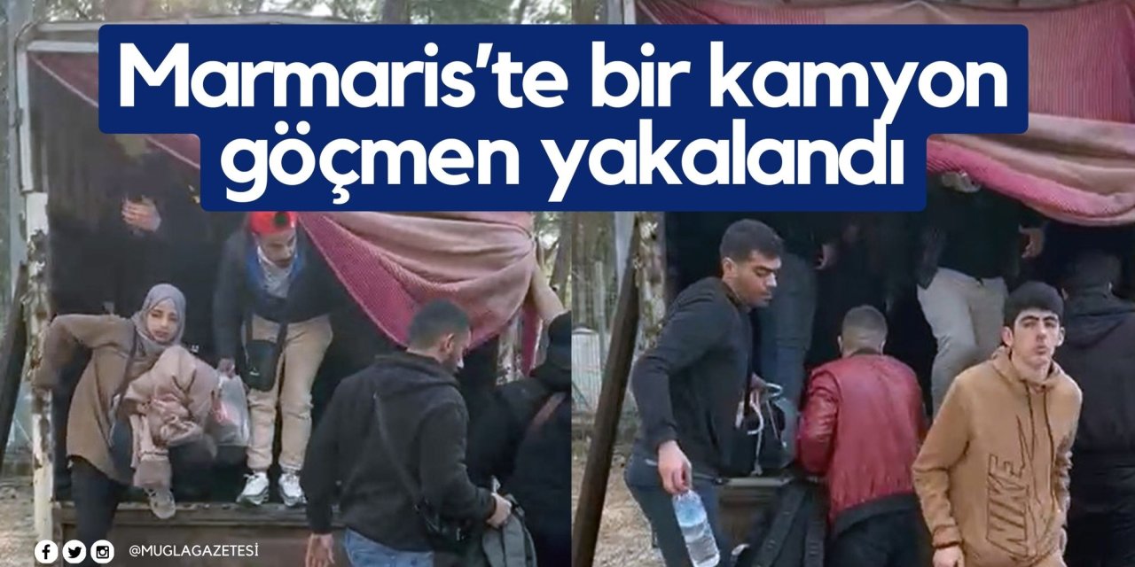 Marmaris’te bir kamyon göçmen yakalandı