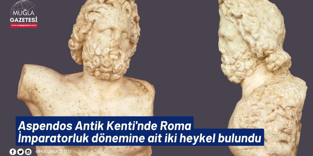 Aspendos Antik Kenti'nde Roma İmparatorluk dönemine ait iki heykel bulundu