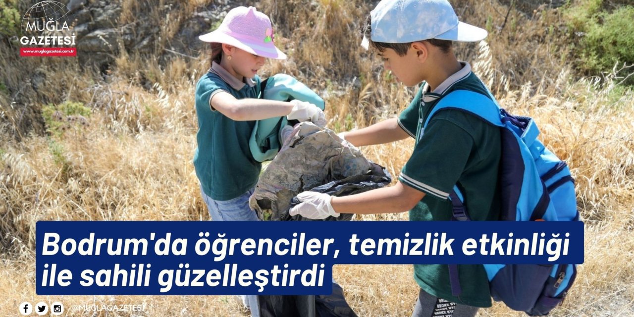 Bodrum'da öğrenciler, temizlik etkinliği ile sahili güzelleştirdi