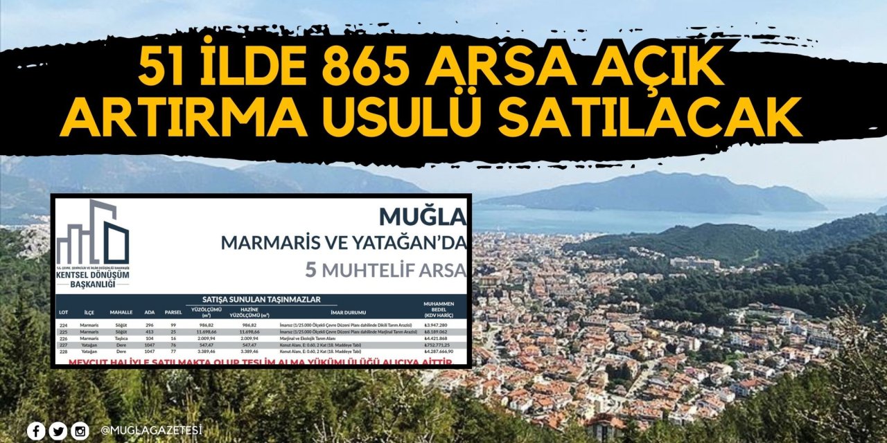 51 İLDE 865 ARSA AÇIK ARTIRMA USULÜ SATILACAK