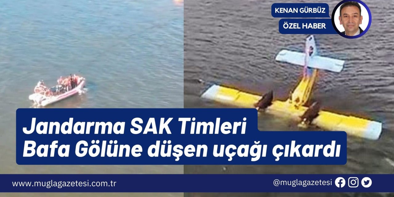 Jandarma SAK Timleri Bafa Gölüne düşen uçağı çıkardı