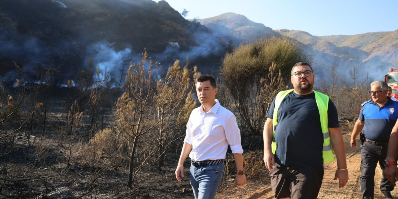MARMARİS BELEDİYE BAŞKANI YANGIN BÖLGESİNDE