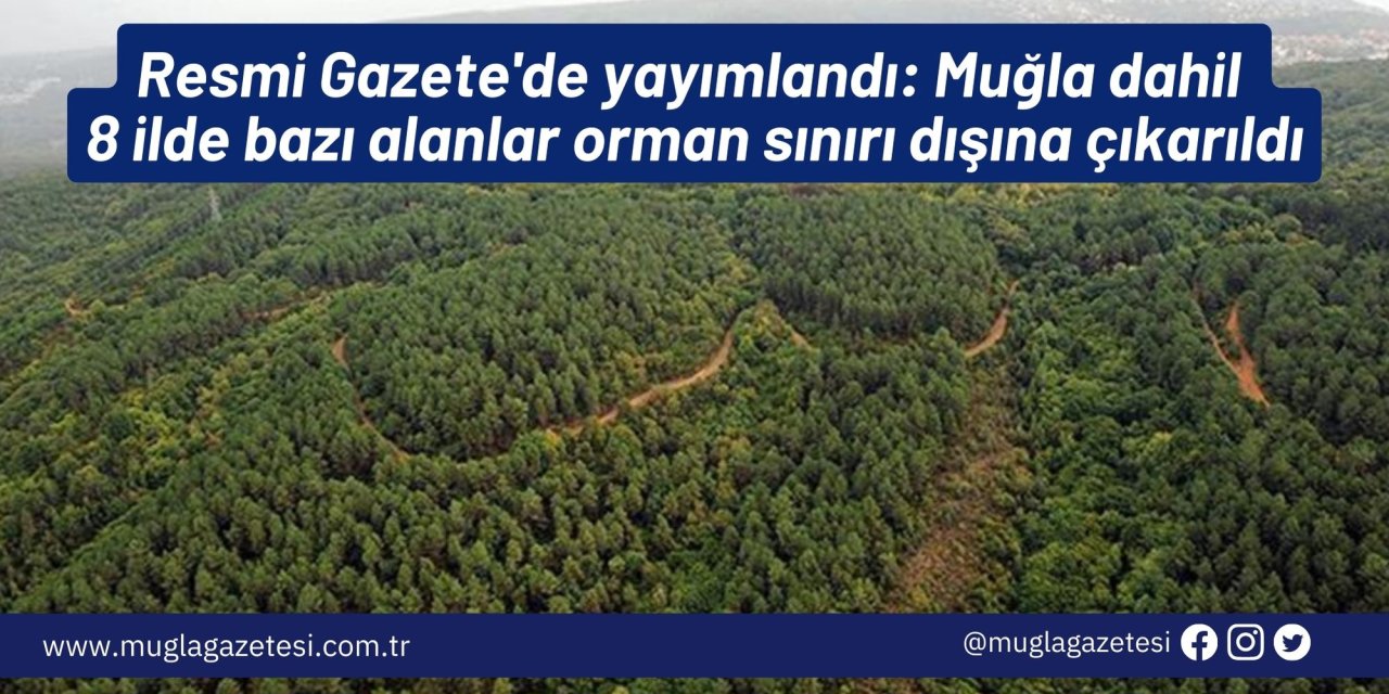 Resmi Gazete'de yayımlandı: Muğla dahil 8 ilde bazı alanlar orman sınırı dışına çıkarıldı