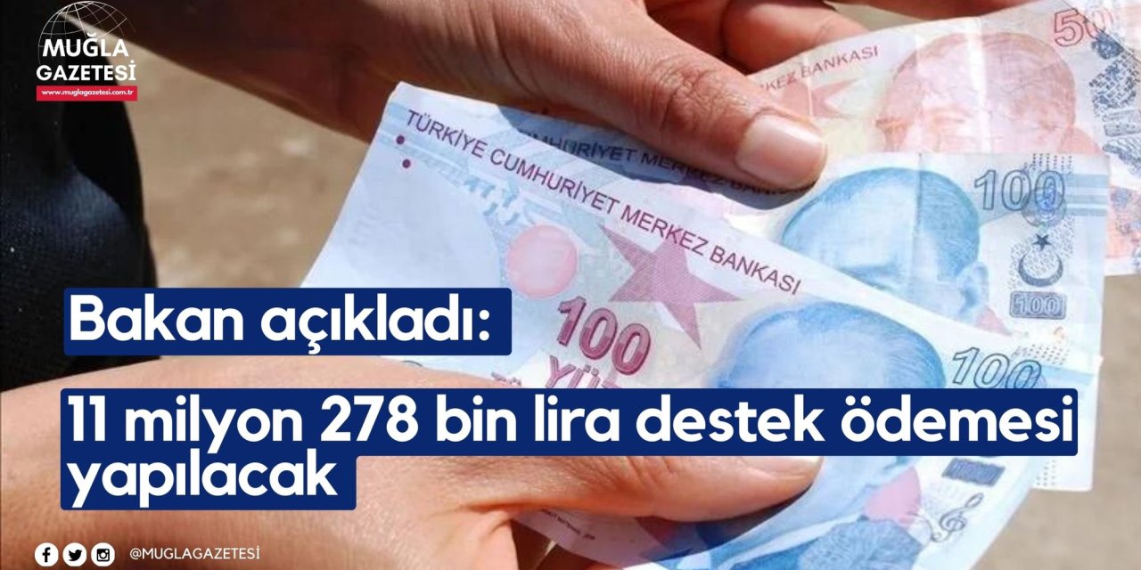Bakan açıkladı: 11 milyon 278 bin lira destek ödemesi yapılacak