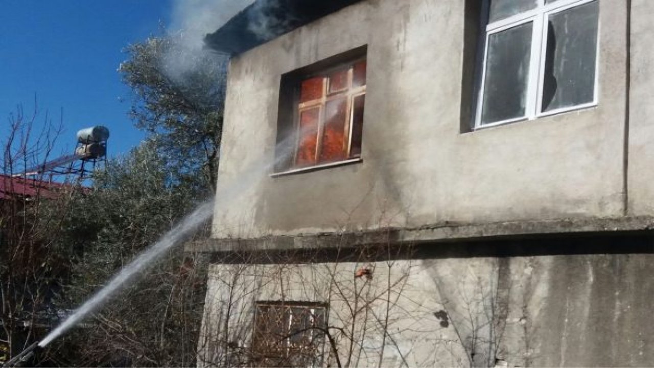 İki katlı evde yangın