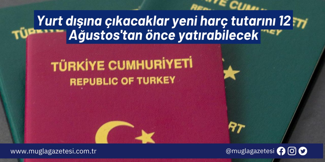 Yurt dışına çıkacaklar yeni harç tutarını 12 Ağustos'tan önce yatırabilecek