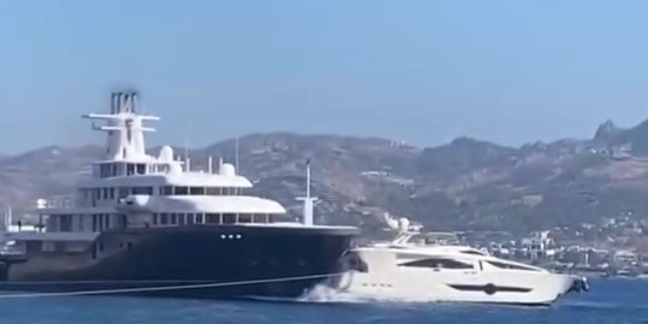 Bodrum'da milyon dolarlık mega yat, motoryatı ezip geçti